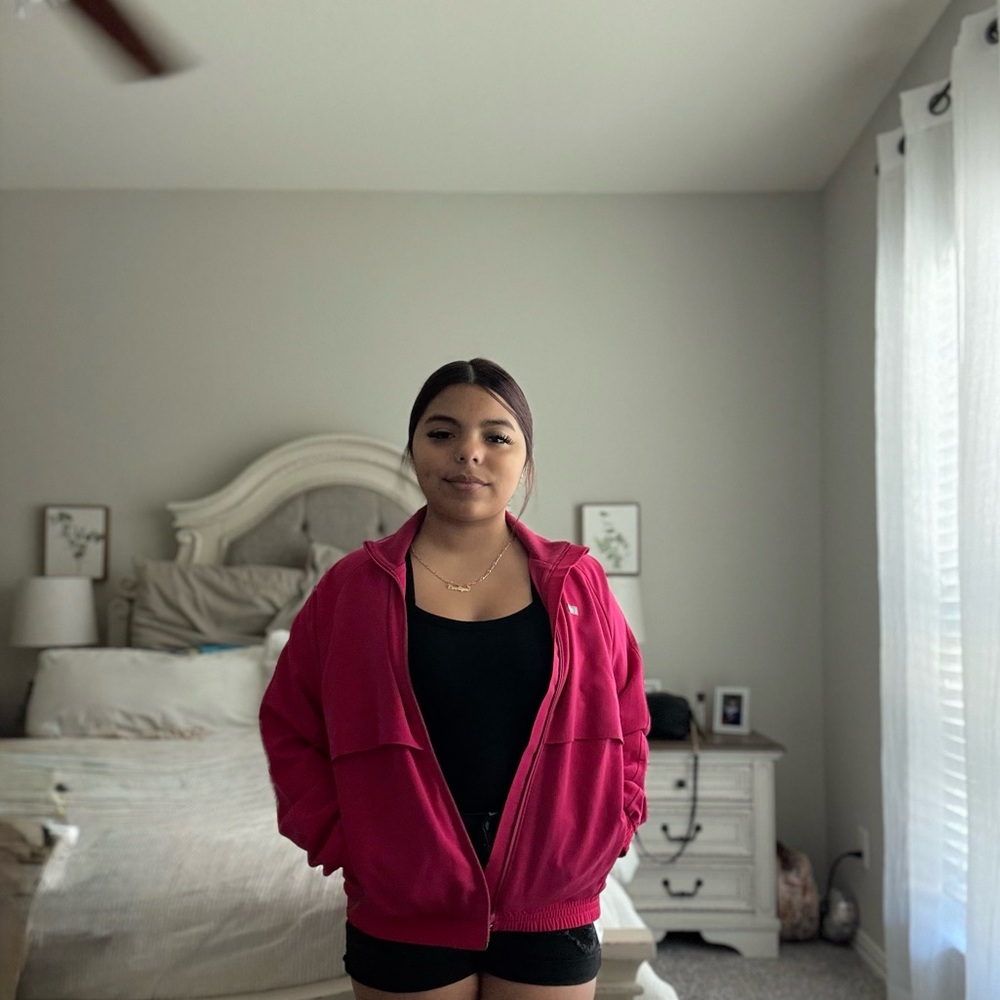 Figs Women's Pink Bomber Jacket
